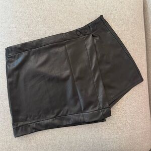 Rewash Black Faux Leather Mini Skort